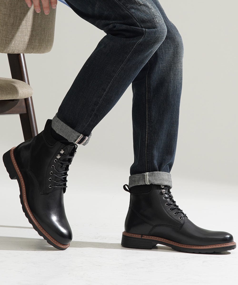 Jousen Mens Boots Chukka Dress Boots Premium Leather Cap Toe Casual Boots for Men