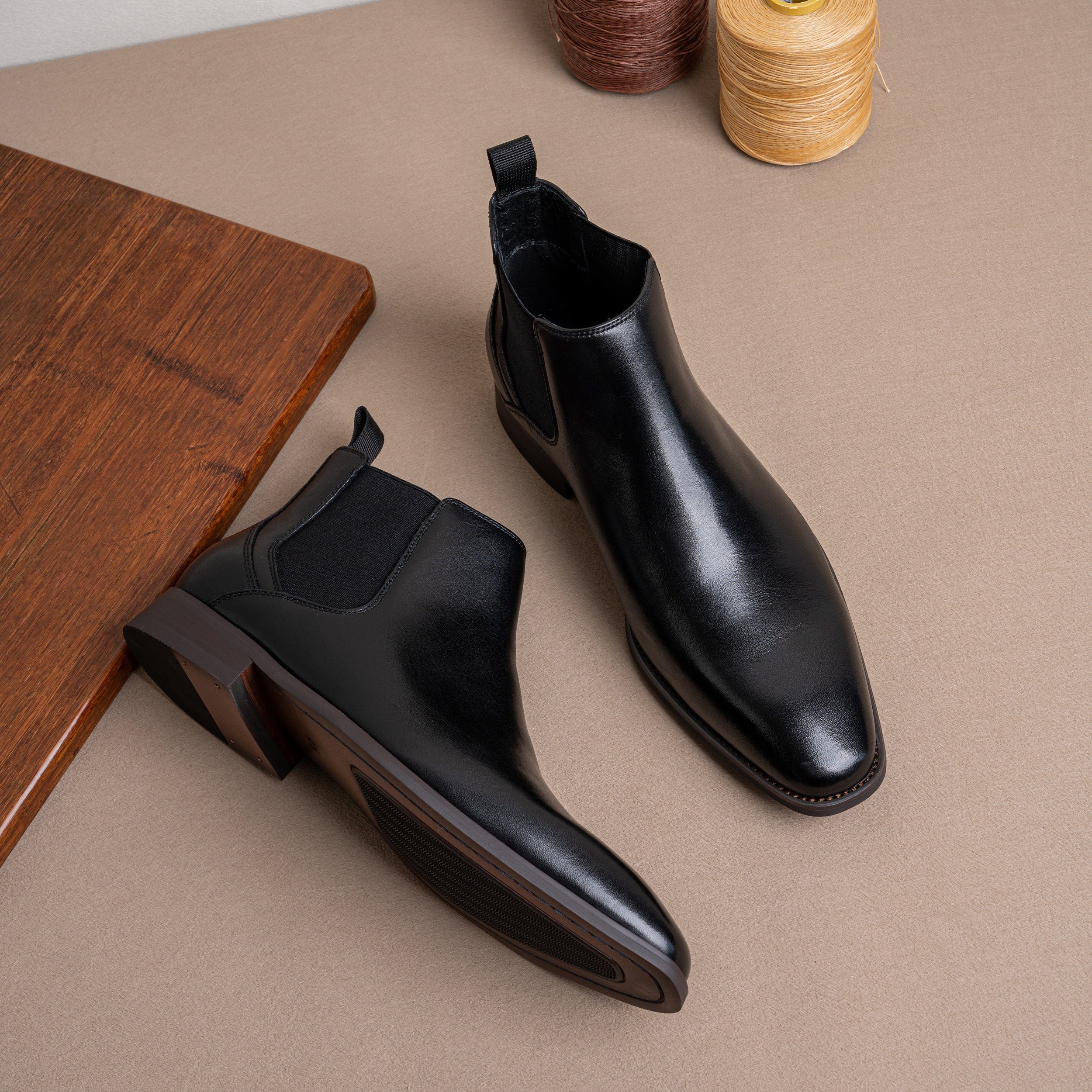 Jousen Men's Chelsea Boots Polished Premium Leather Ankle Dress Boots Classic Retro Slip On Boots for Men