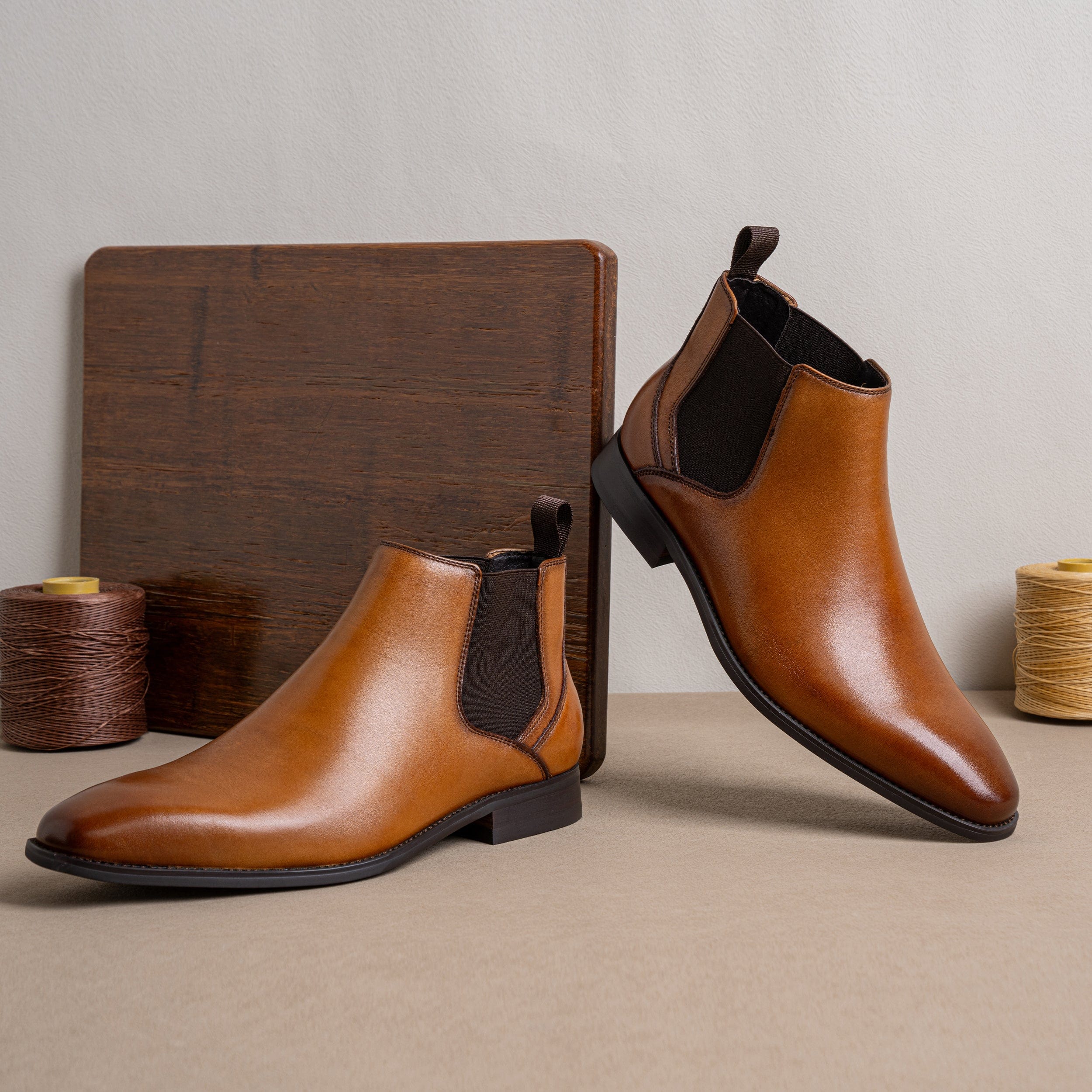 Jousen Men's Chelsea Boots Polished Premium Leather Ankle Dress Boots Classic Retro Slip On Boots for Men