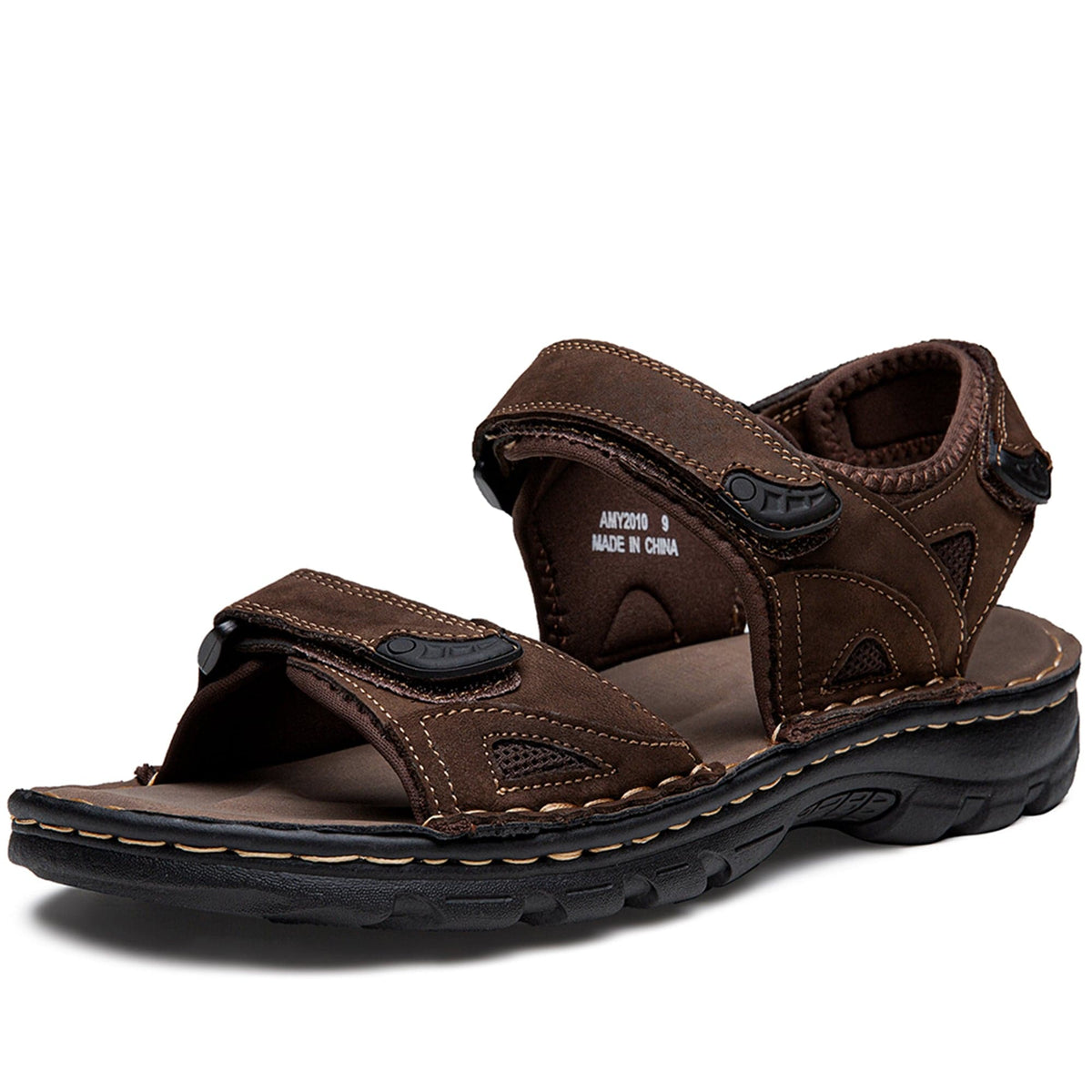 Dark Brown Men's Leather Outdoor Summer Sandals