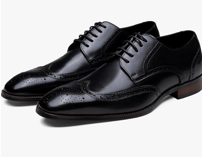 Jousen Men's Dress Shoes Leather Formal Business Oxford Derby Shoes Brogue Wingtip Retro Dress Shoes for Men