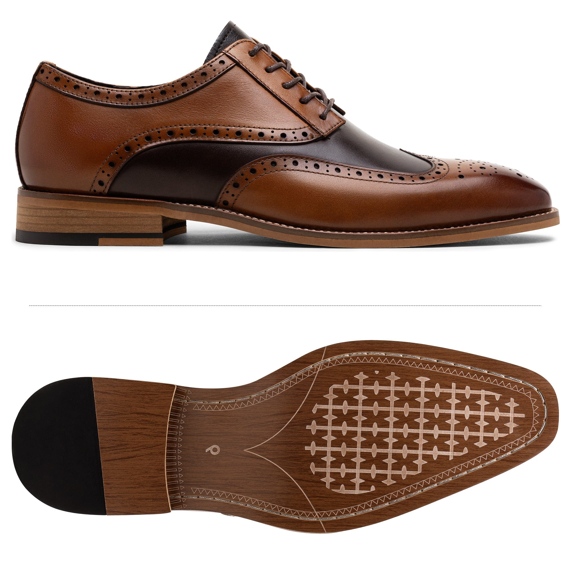 Jousen Mens Dress Shoes Leather Oxford Derby Shoe Formal Brogue Wingtip Dress Shoes for Men