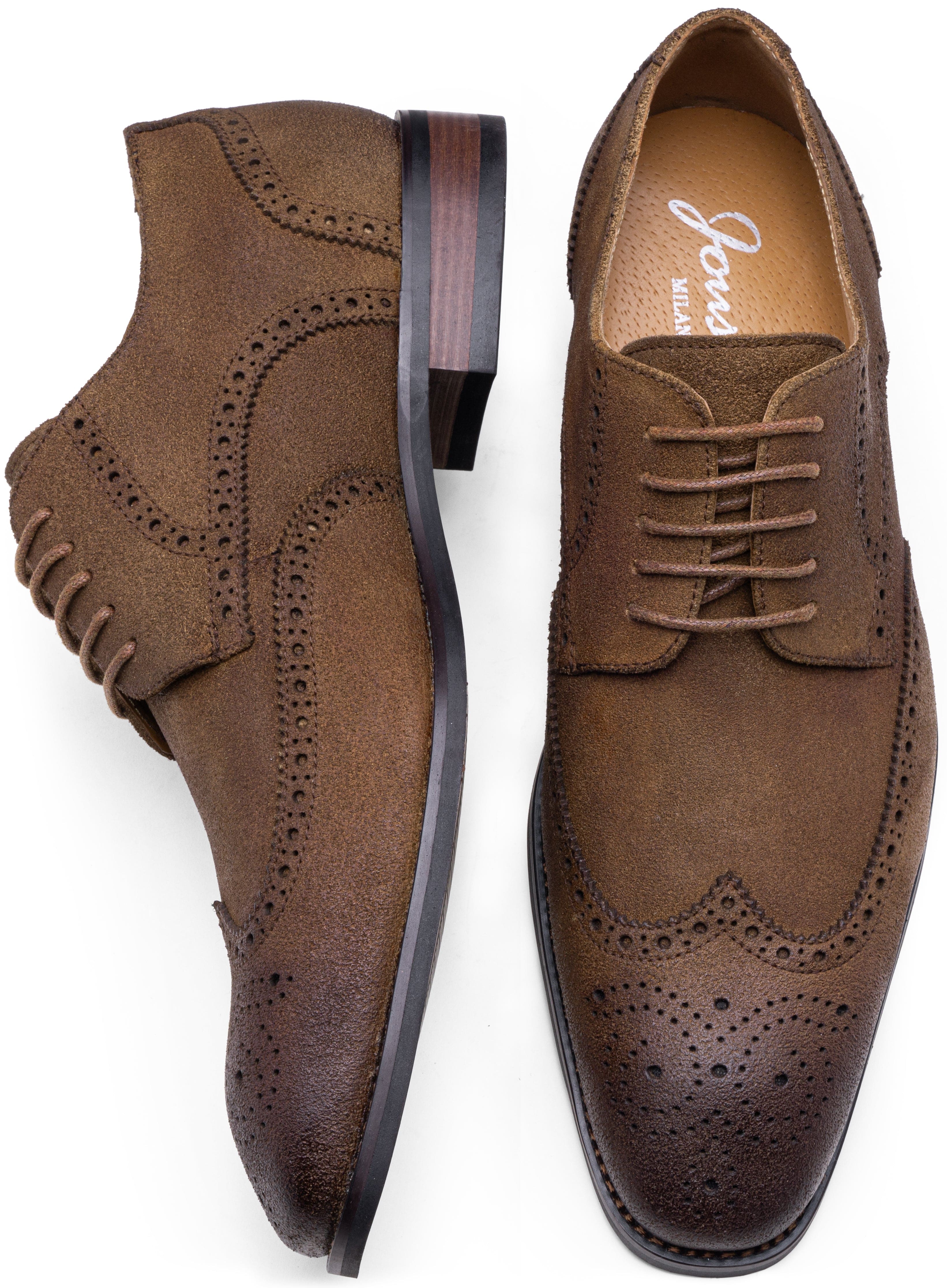 Jousen Men's Dress Shoes Leather Formal Business Oxford Derby Shoes Brogue Wingtip Retro Dress Shoes for Men