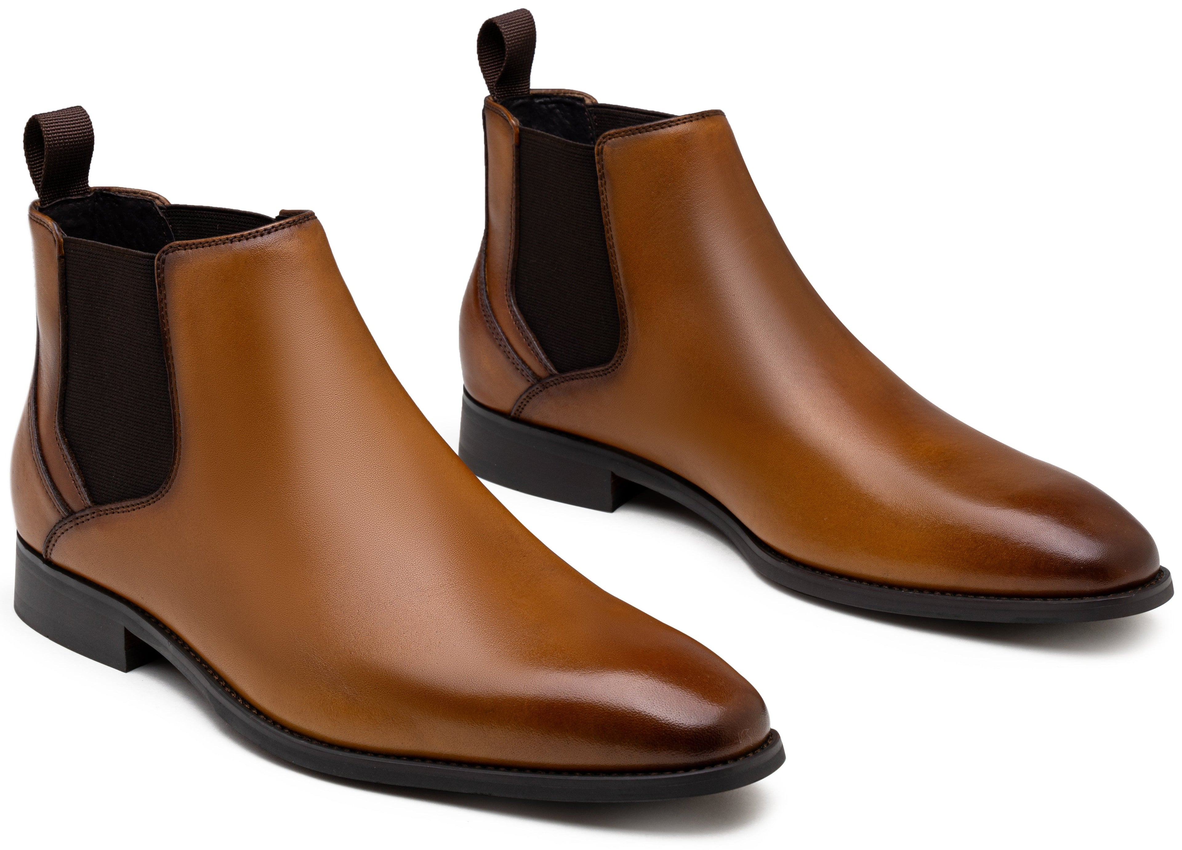 Jousen Men's Chelsea Boots Polished Premium Leather Ankle Dress Boots Classic Retro Slip On Boots for Men