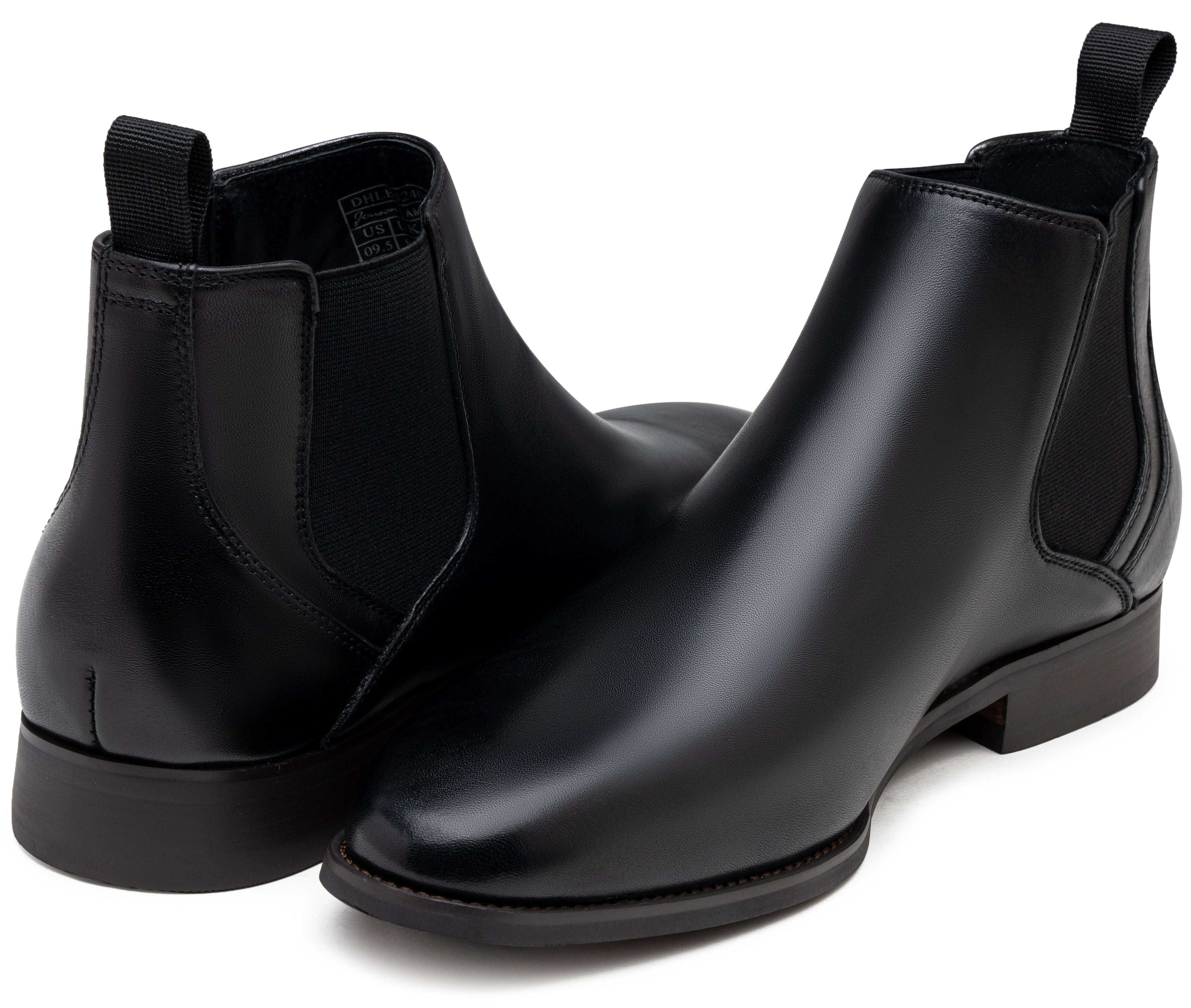 Jousen Men's Chelsea Boots Polished Premium Leather Ankle Dress Boots Classic Retro Slip On Boots for Men