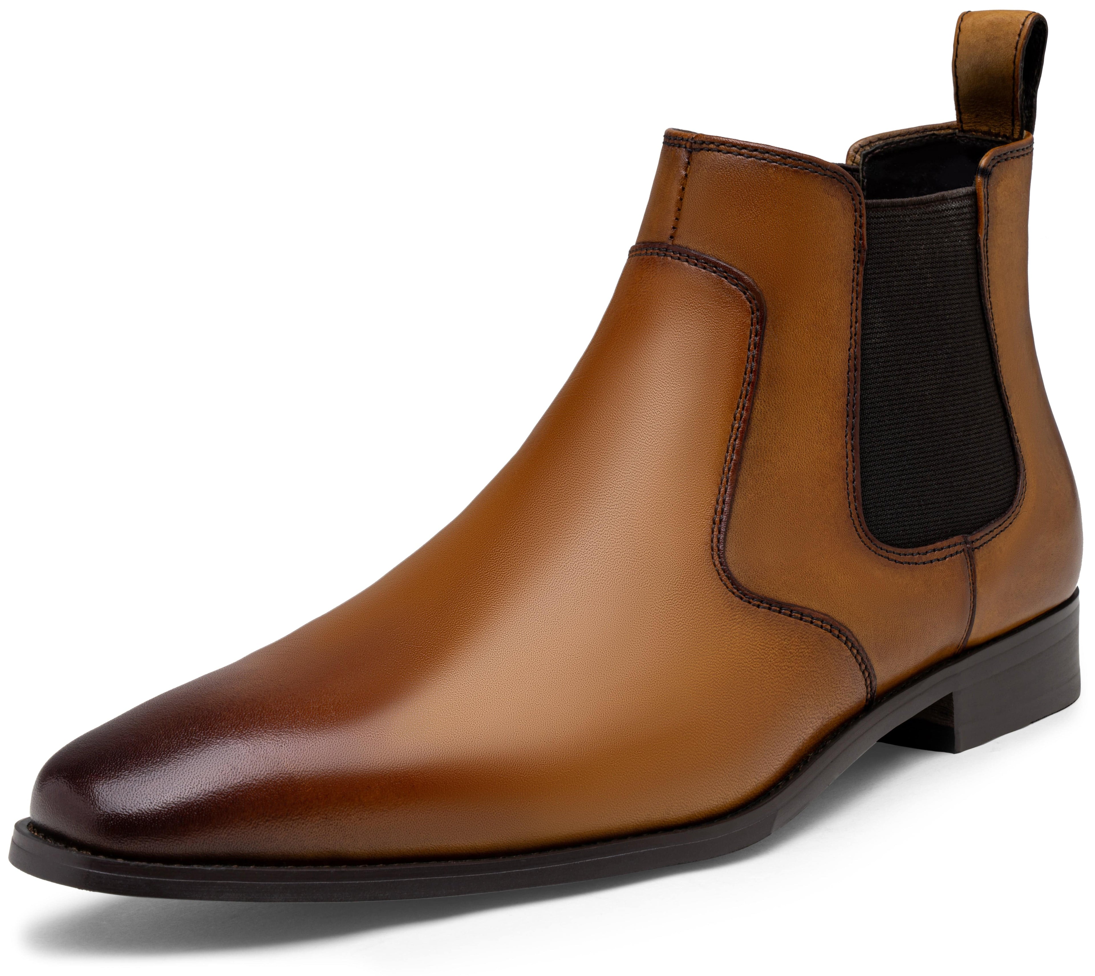 Jousen Men's Chelsea Boots Polished Premium Leather Ankle Dress Boots Classic Retro Slip On Boots for Men