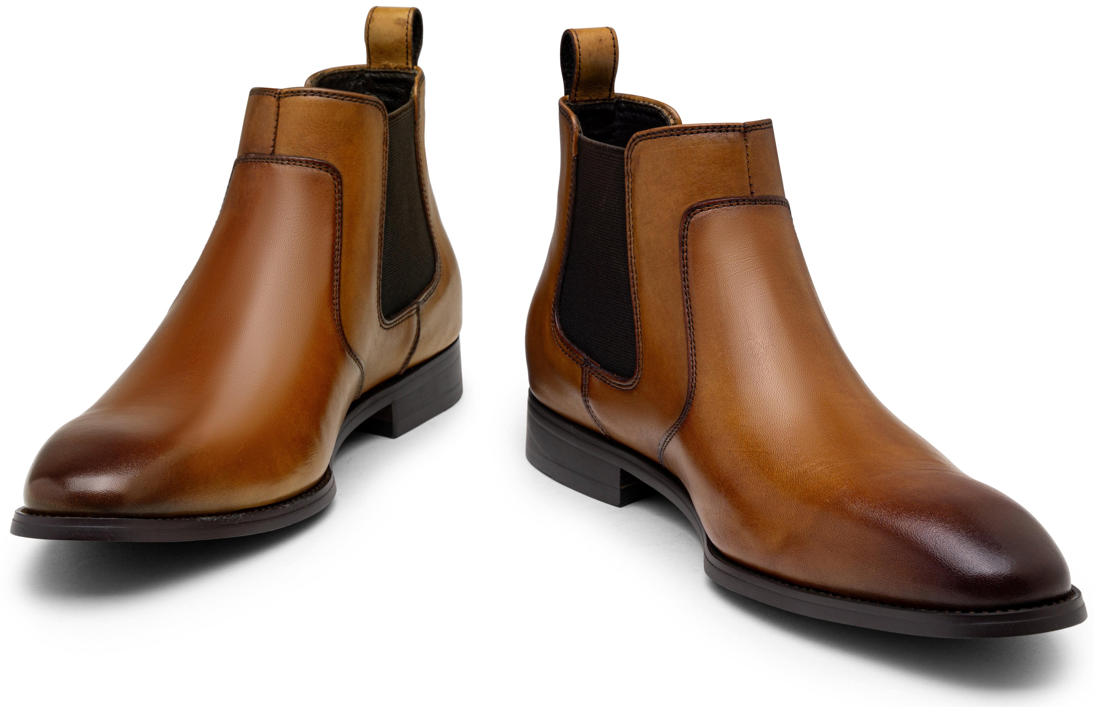 Jousen Men's Chelsea Boots Polished Premium Leather Ankle Dress Boots Classic Retro Slip On Boots for Men