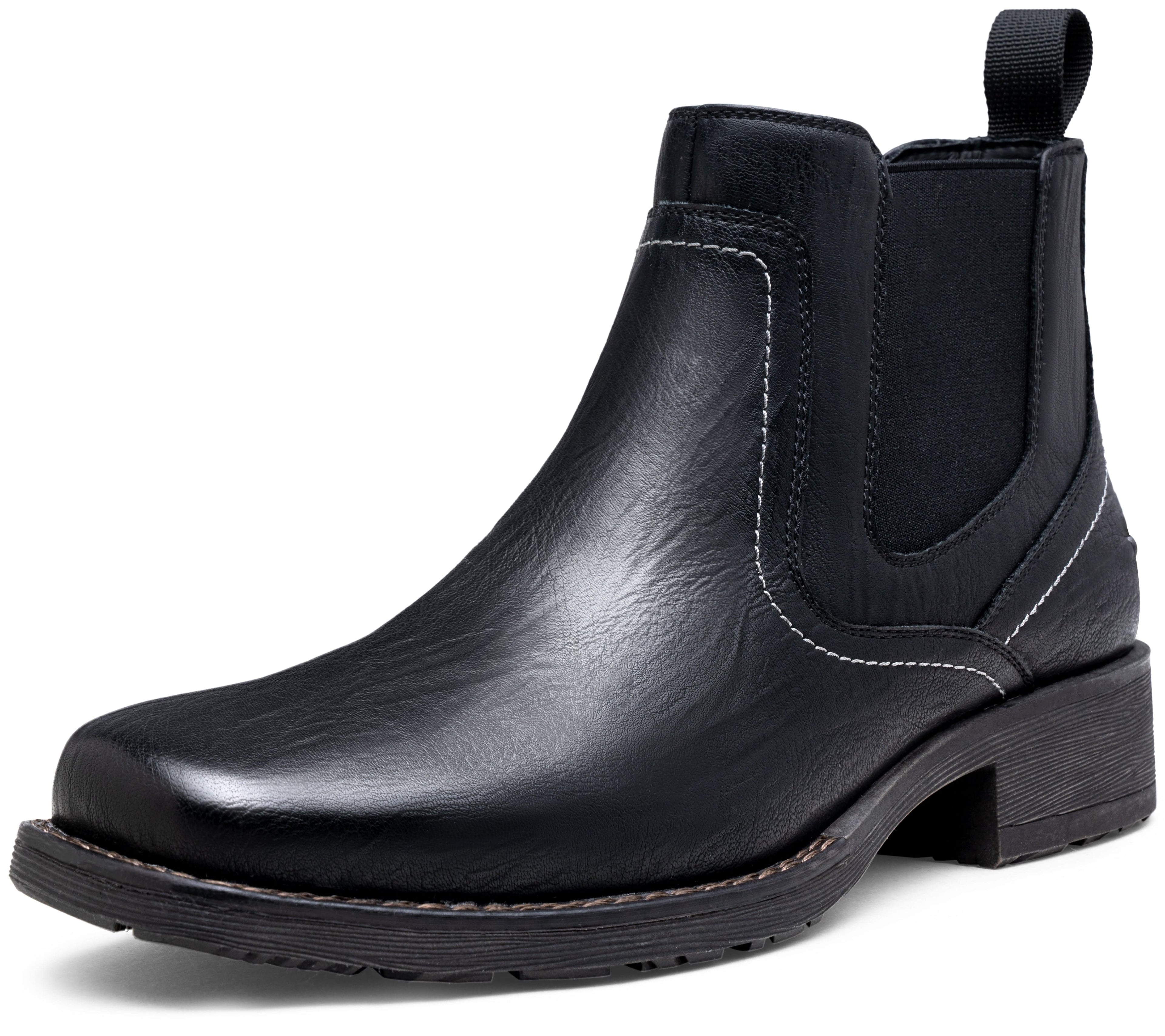 Jousen Chelsea Boots Men Square Toe Ankle Mens Western Boots Casual Slip On Boots for Men