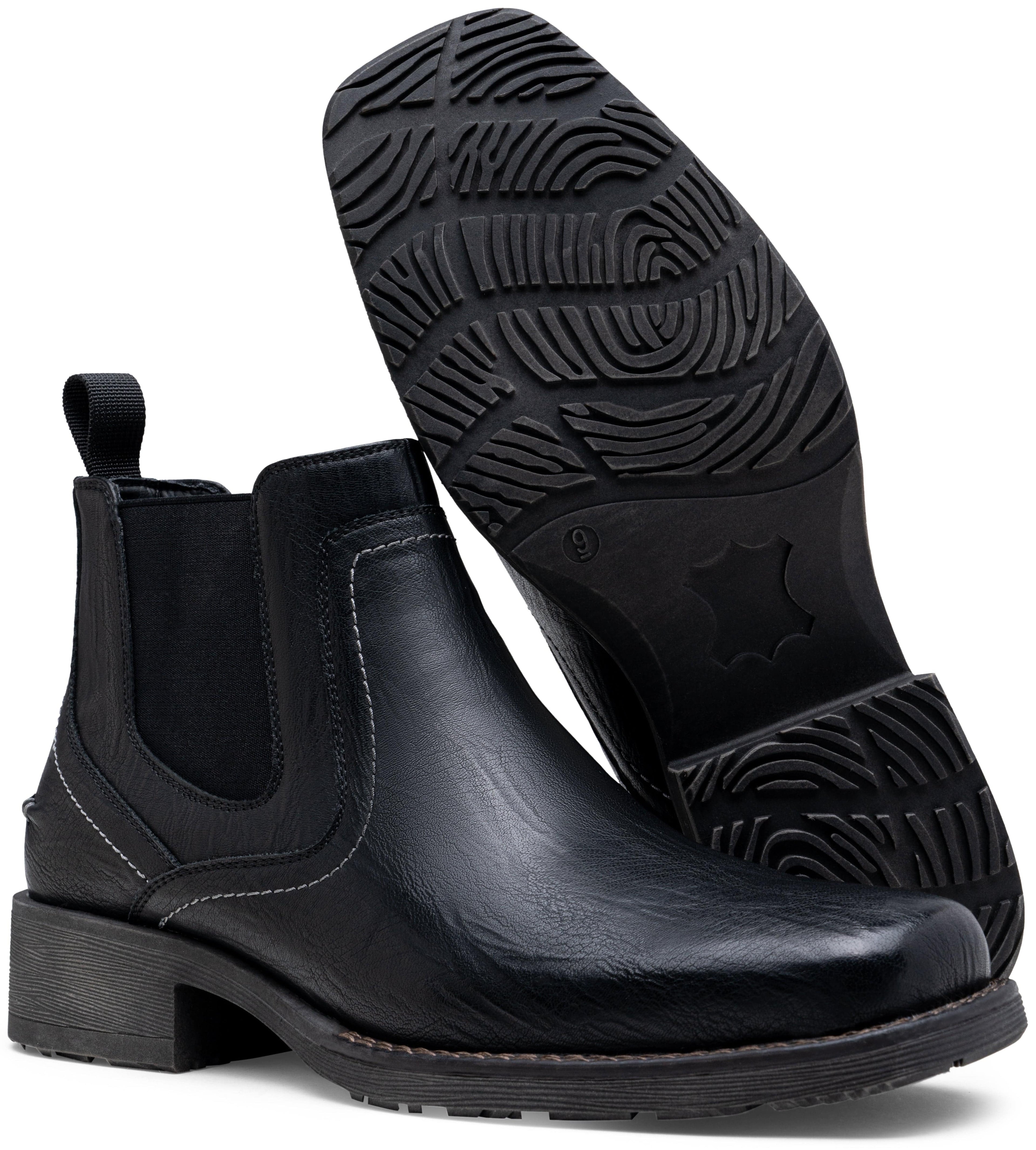 Jousen Chelsea Boots Men Square Toe Ankle Mens Western Boots Casual Slip On Boots for Men