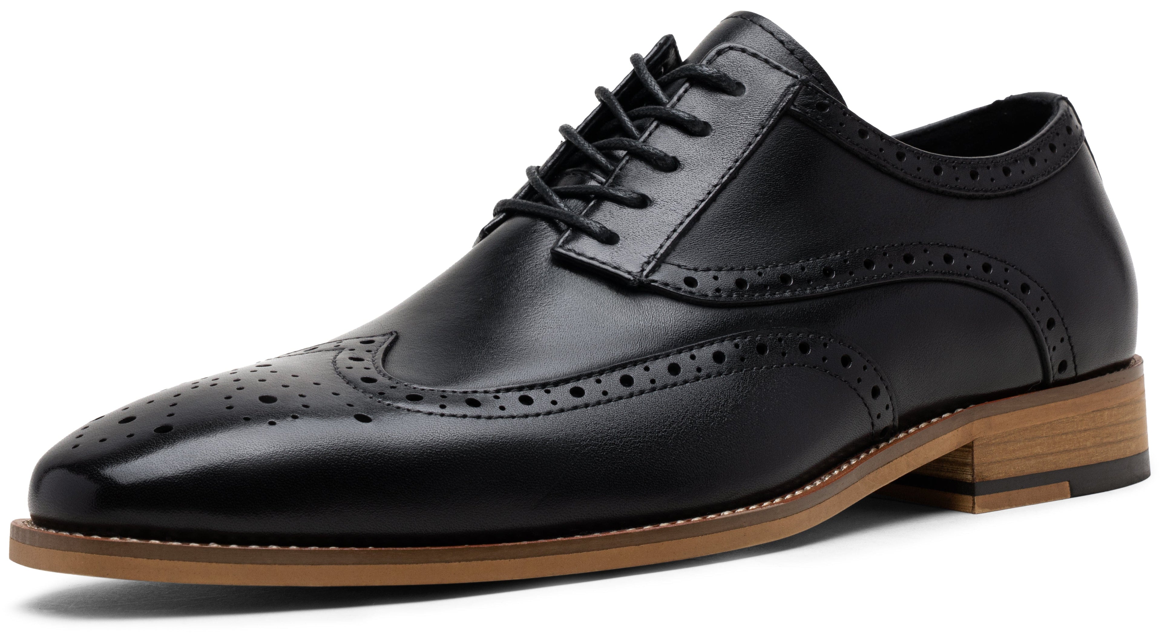 Jousen Mens Dress Shoes Leather Oxford Derby Shoe Formal Brogue Wingtip Dress Shoes for Men