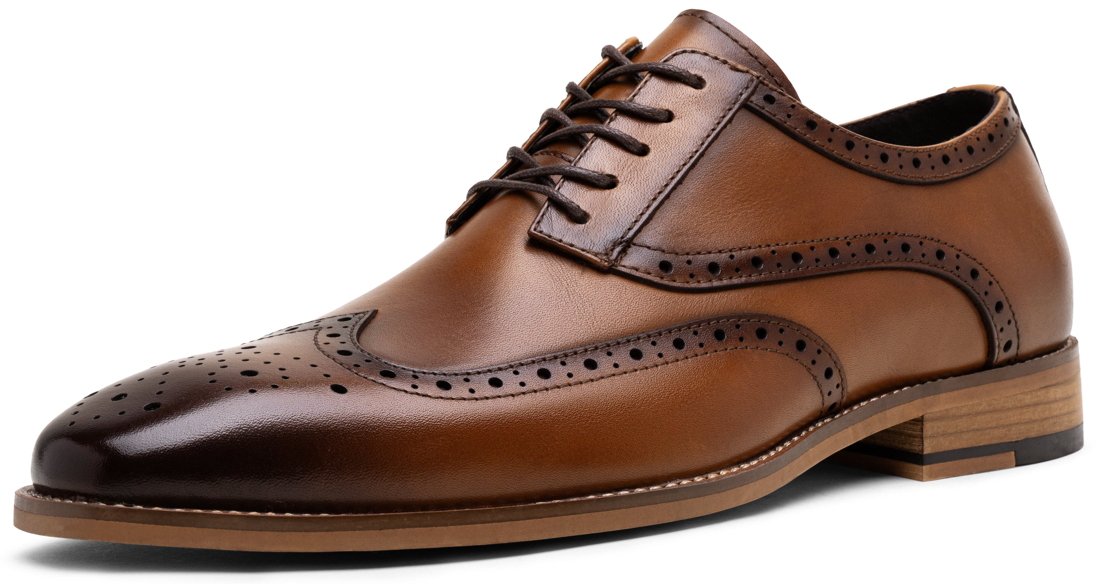 Jousen Mens Dress Shoes Leather Oxford Derby Shoe Formal Brogue Wingtip Dress Shoes for Men