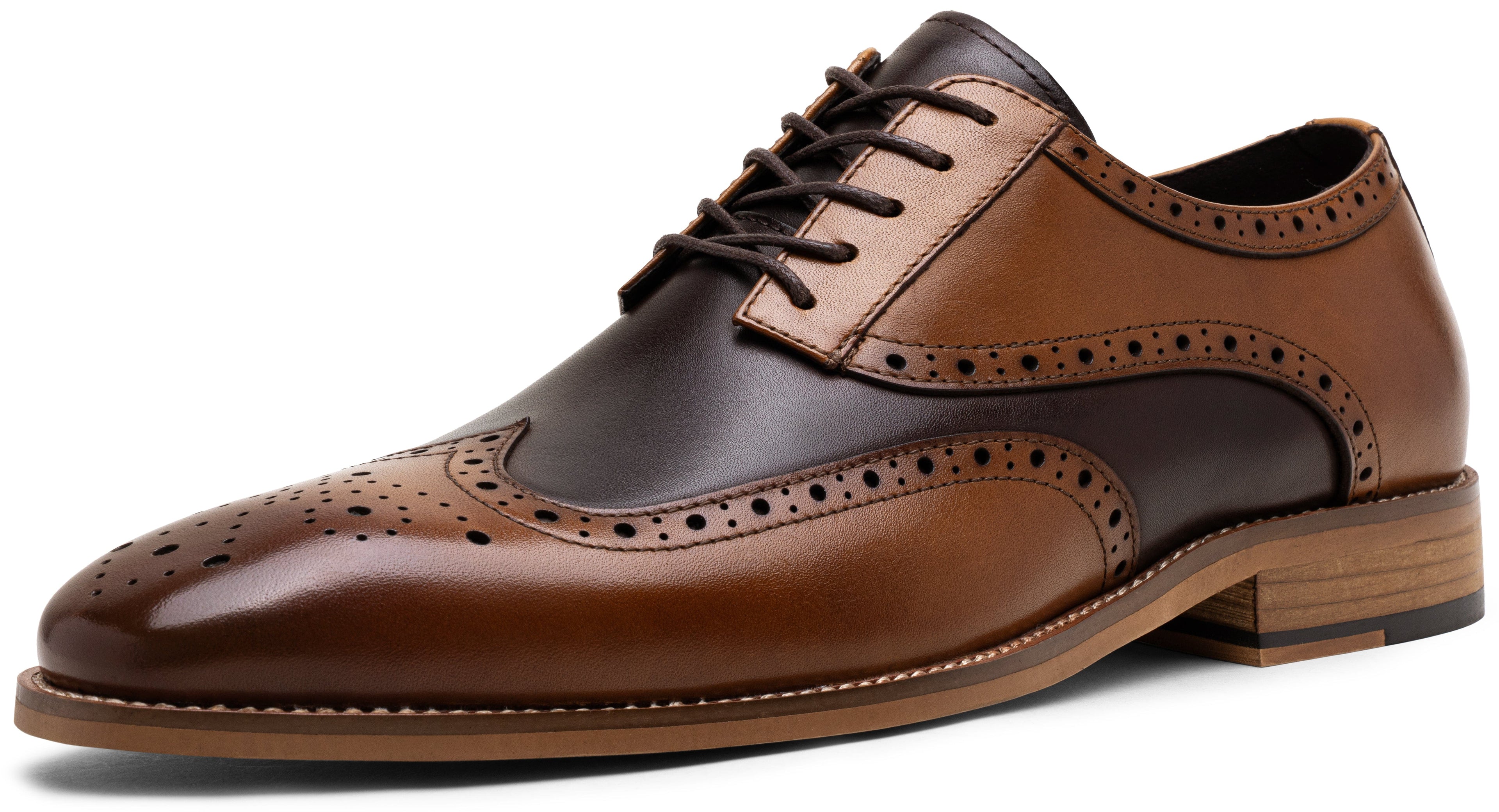 Jousen Mens Dress Shoes Leather Oxford Derby Shoe Formal Brogue Wingtip Dress Shoes for Men