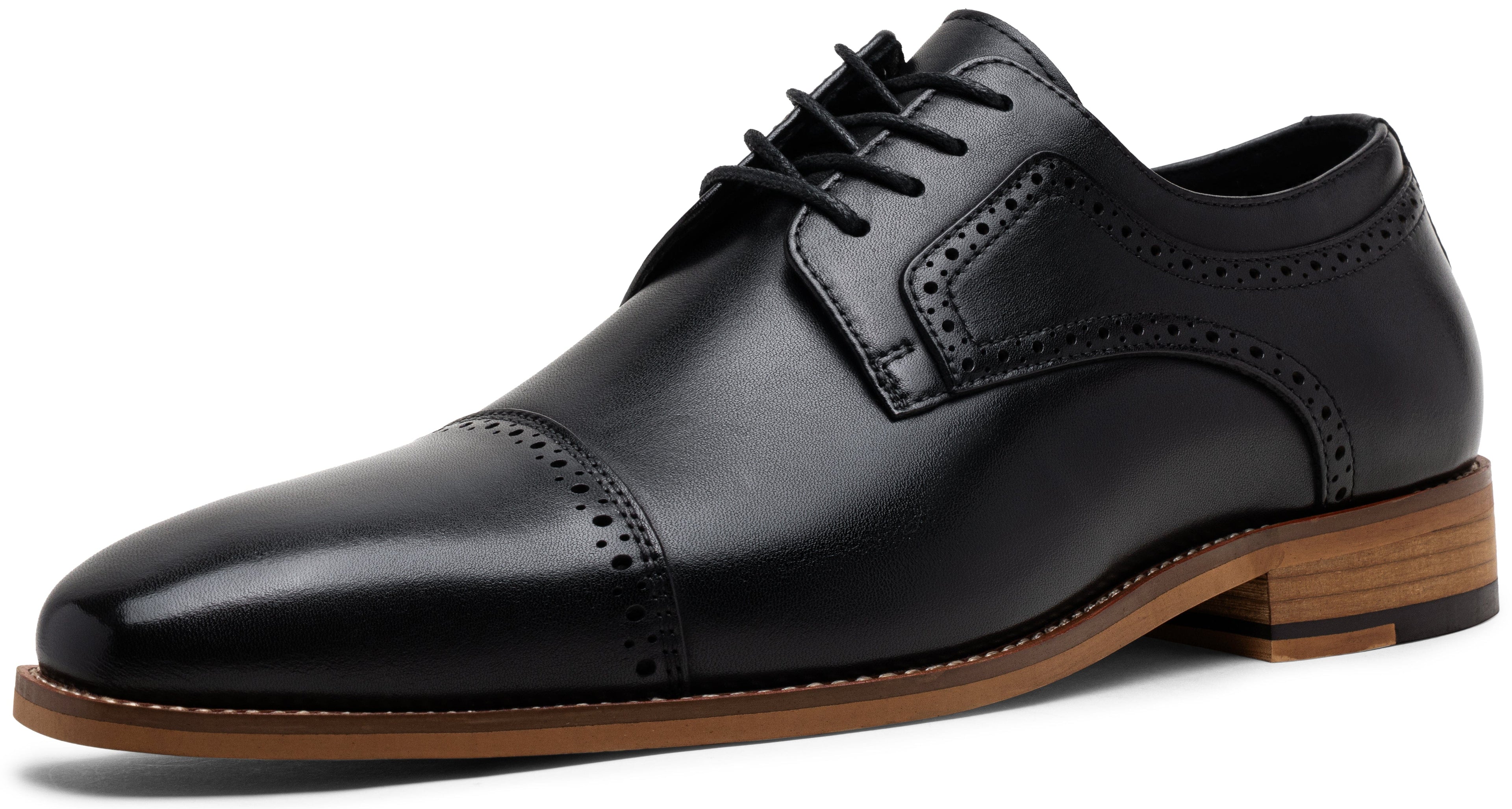 Jousen Men's Dress Shoes Leather Formal Wingtip Oxford Shoes Classic Cap Toe Brogue Shoes for Men