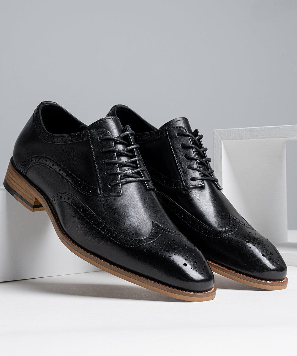 Jousen Mens Dress Shoes Leather Oxford Derby Shoe Formal Brogue Wingtip Dress Shoes for Men