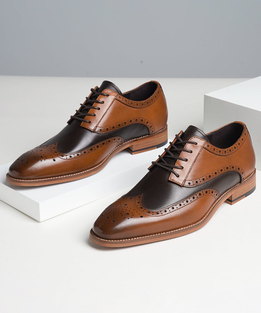 Jousen Mens Dress Shoes Leather Oxford Derby Shoe Formal Brogue Wingtip Dress Shoes for Men