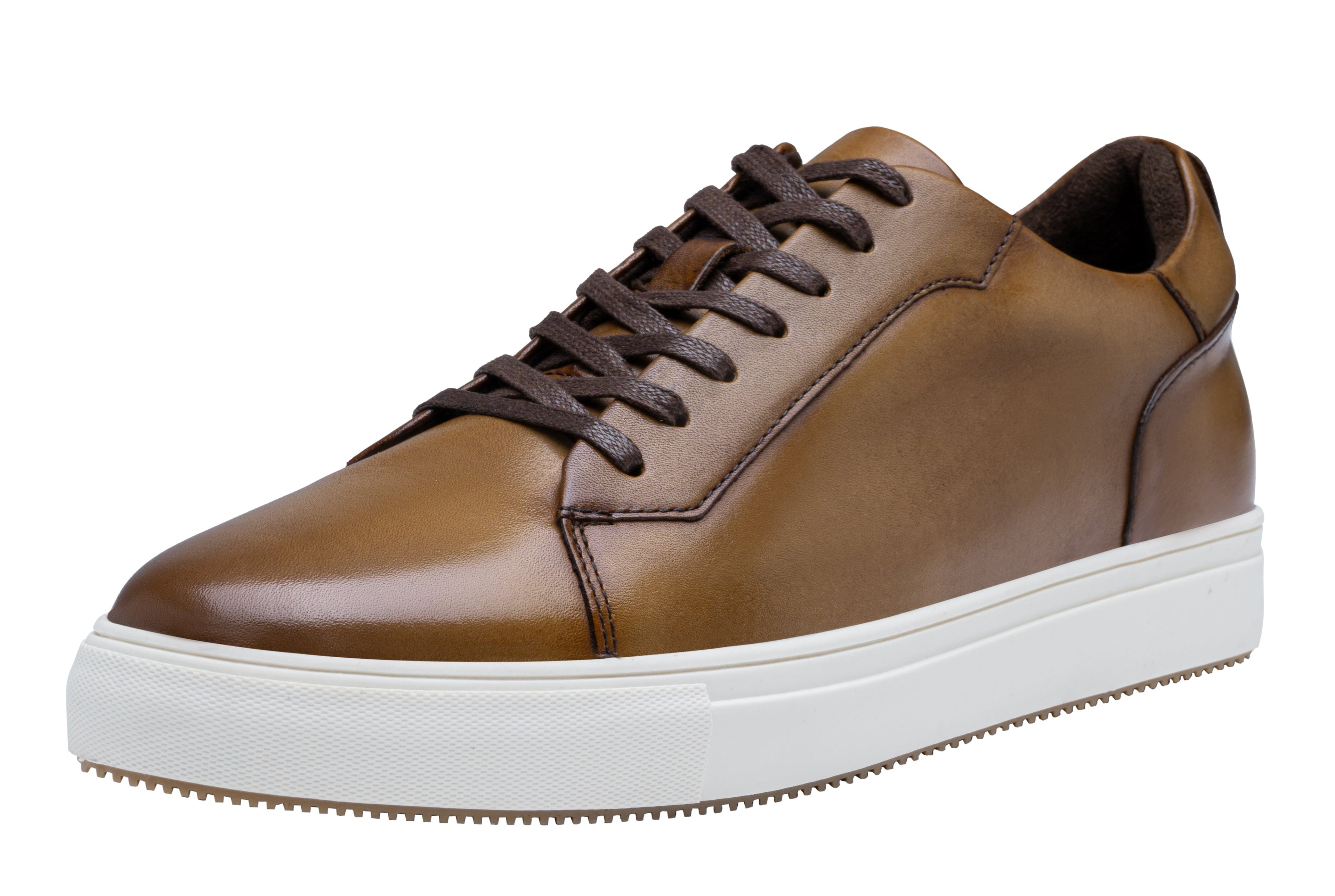 Jousen Men’s Fashion Sneakers Polished Leather Mens Dress Sneakers Stylish Retro Mens Business Casual Shoes