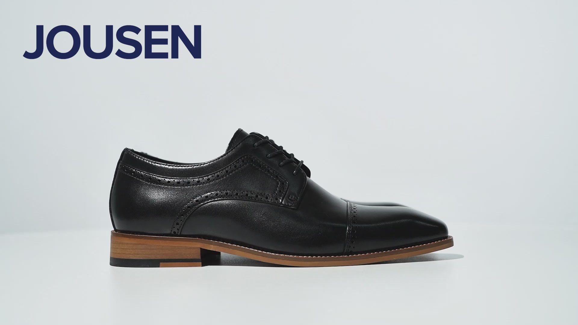 Jousen Men's Dress Shoes Leather Formal Wingtip Oxford Shoes Classic Cap Toe Brogue Shoes for Men