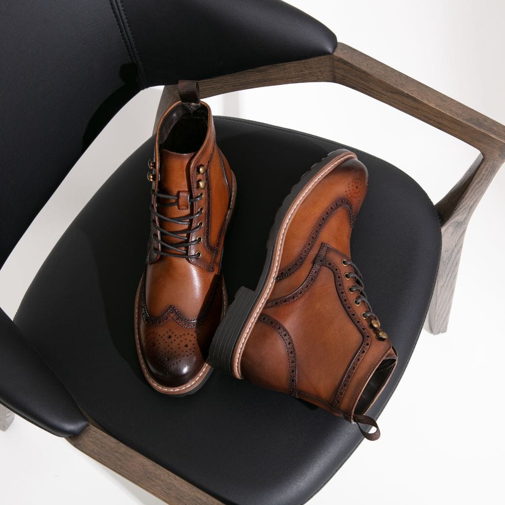 Men's Leather Wingtip Formal Boots | JOUSEN