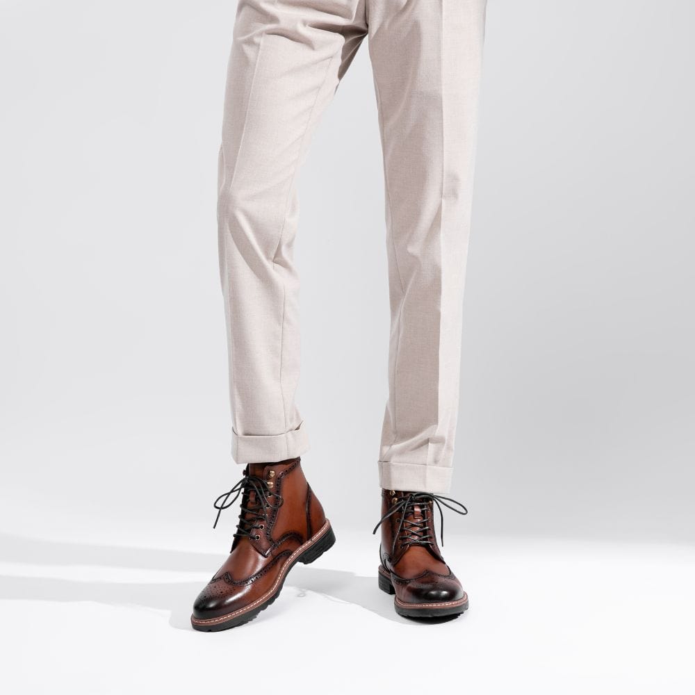 Men's Leather Wingtip Formal Boots | JOUSEN