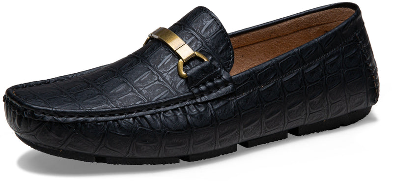 Men's Loafers Crocodile Printed Casual Shoes