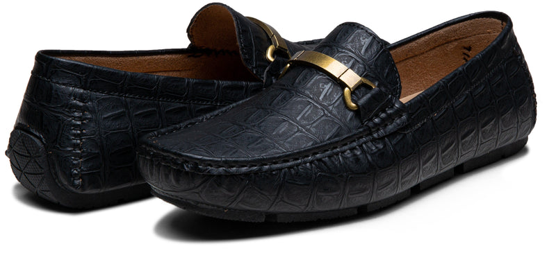 Men's Loafers Crocodile Printed Casual Shoes