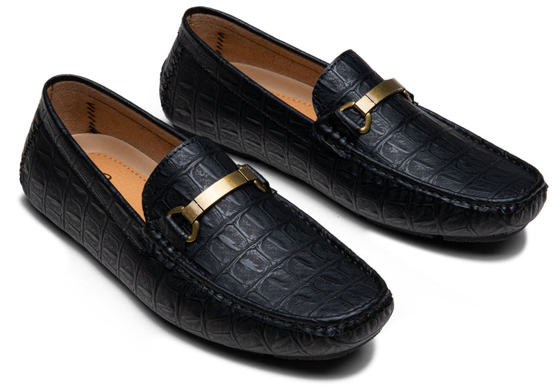 Men's Loafers Crocodile Printed Casual Shoes