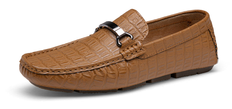 Men's Loafers Crocodile Printed Casual Shoes