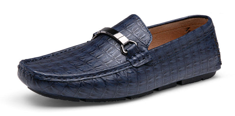 Men's Loafers Crocodile Printed Casual Shoes