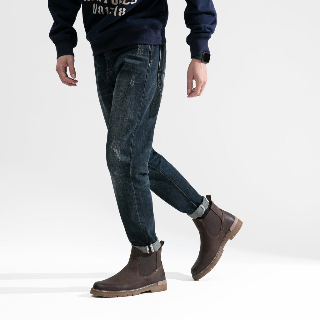 Men's Leather Casual Retro Slip On Ankle Boots | JOUSEN