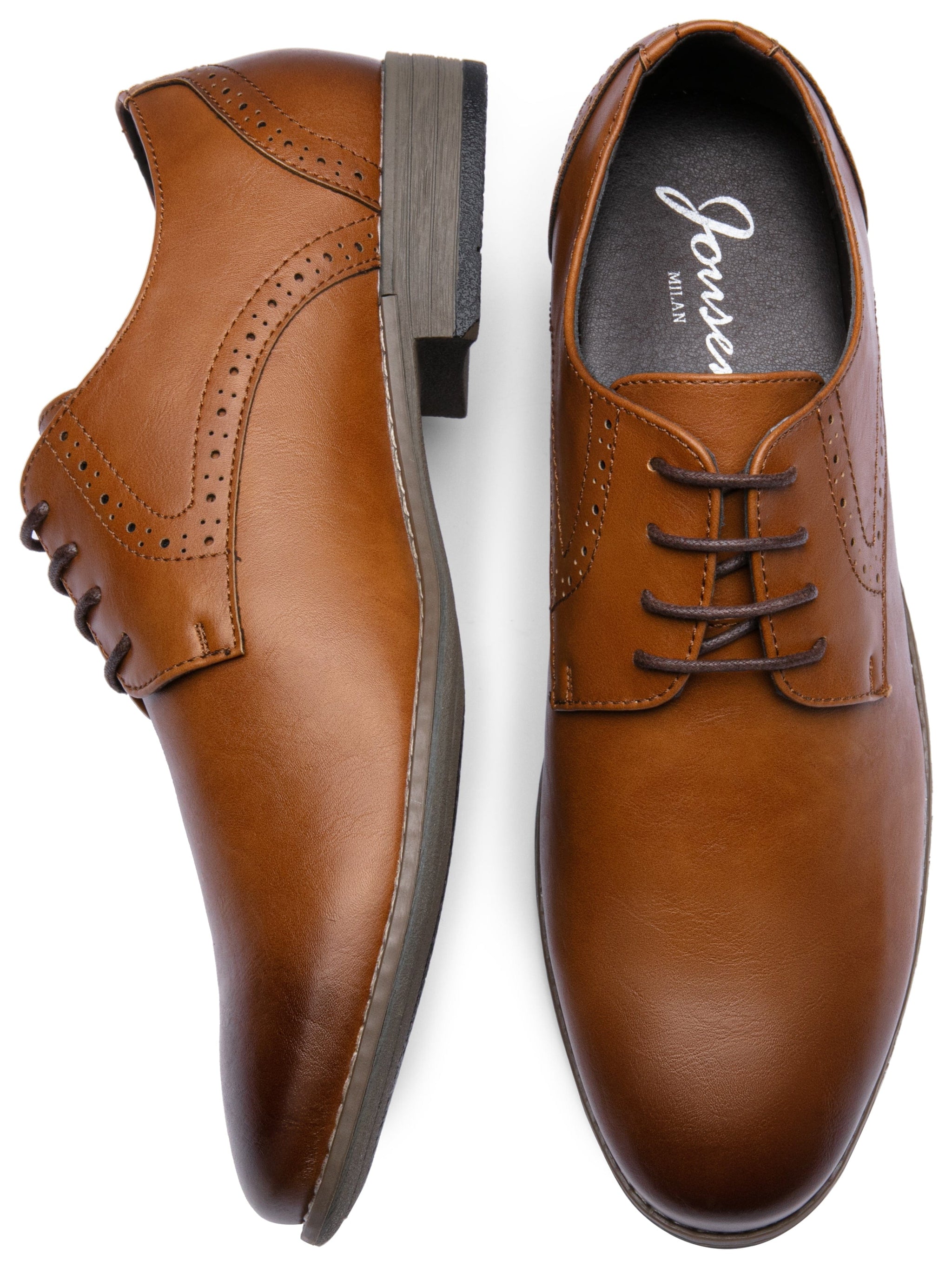 Jousen Milan Men\'s Brown Cap‎ Toe Oxford Dress Shoes Lace Up Size 10 Amazon.com | Jousen Men main image 4