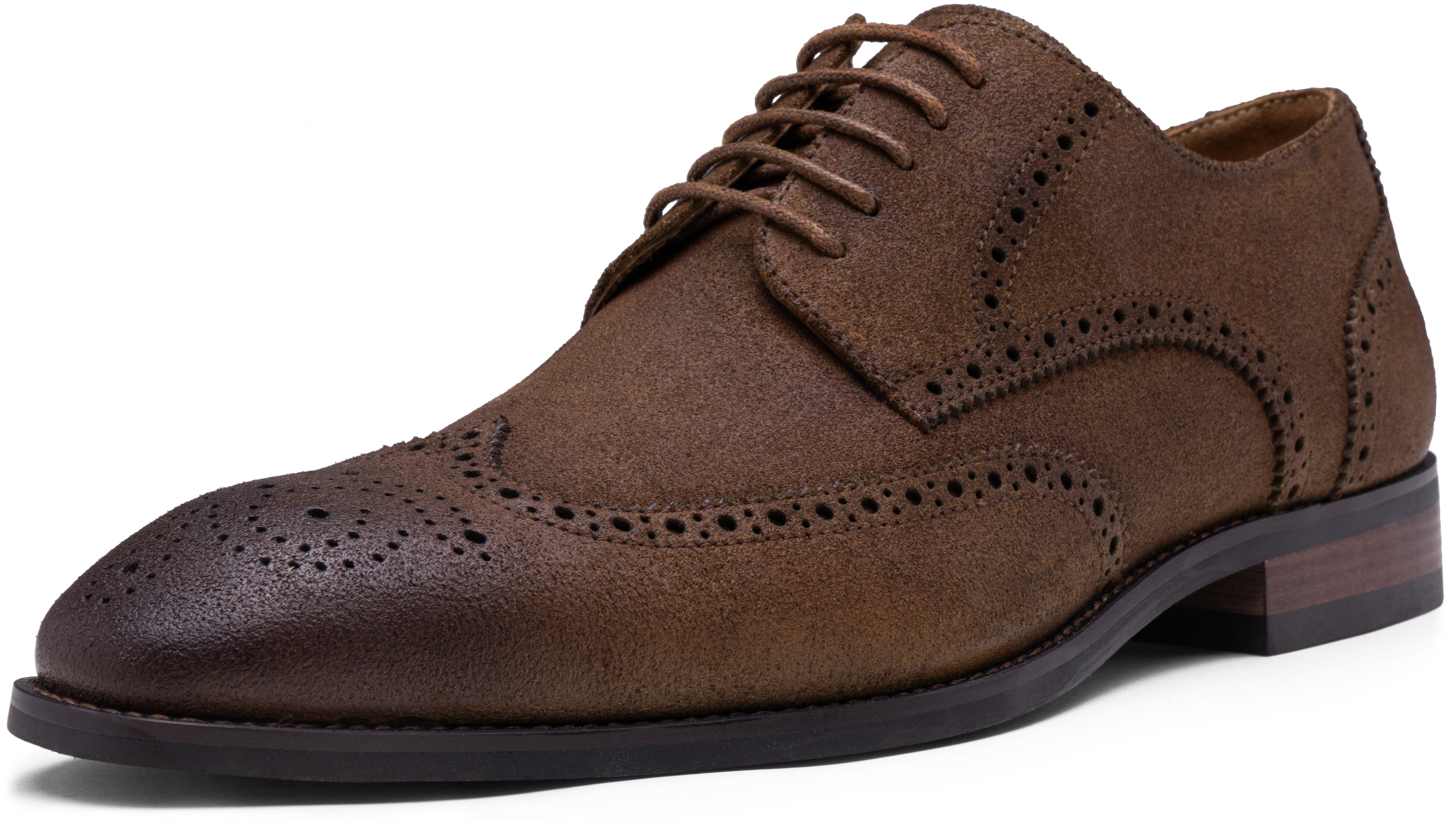 Jousen Men's Dress Shoes Leather Formal Business Oxford Derby Shoes Brogue Wingtip Retro Dress Shoes for Men