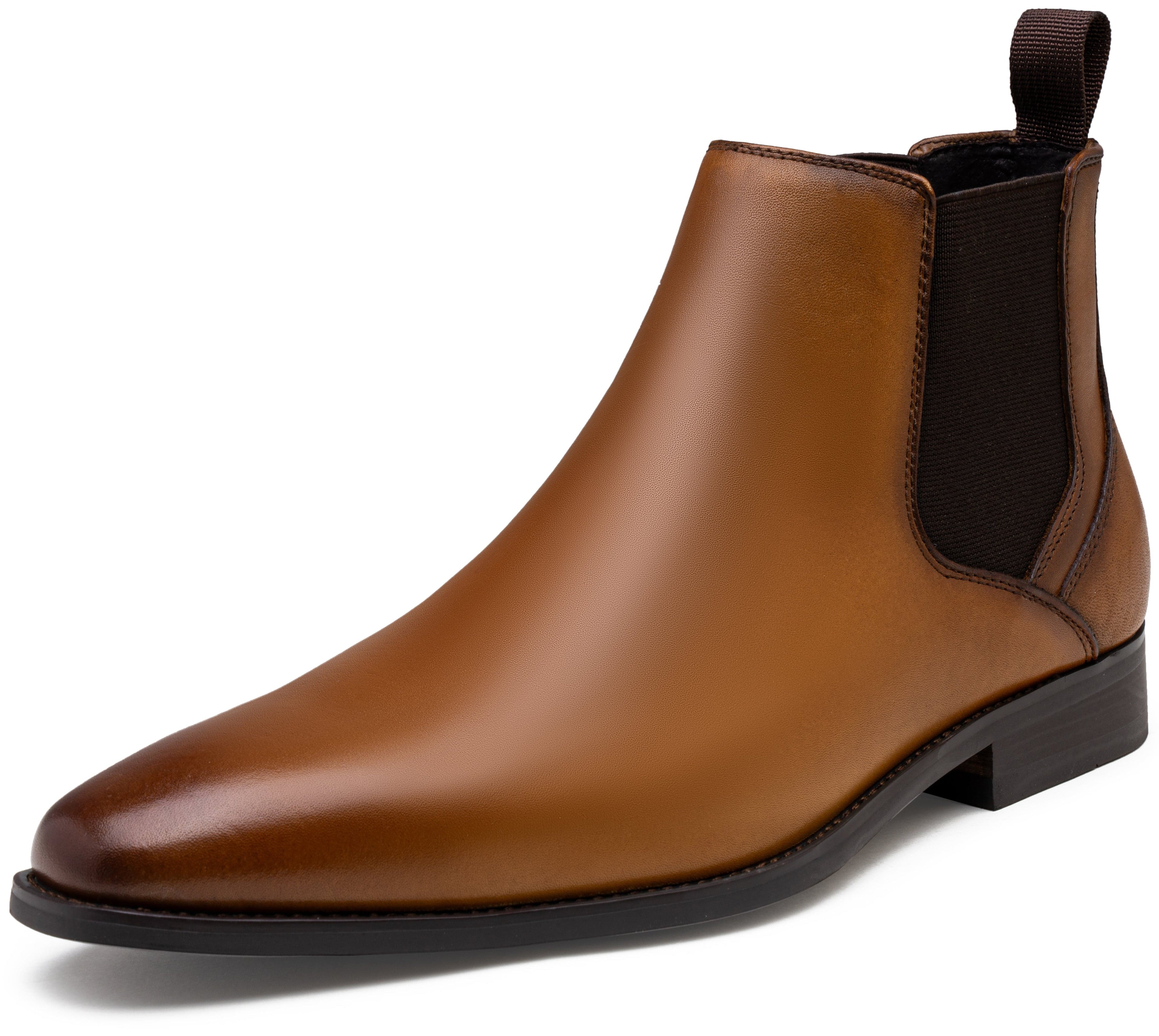 Jousen Men's Chelsea Boots Polished Premium Leather Ankle Dress Boots Classic Retro Slip On Boots for Men