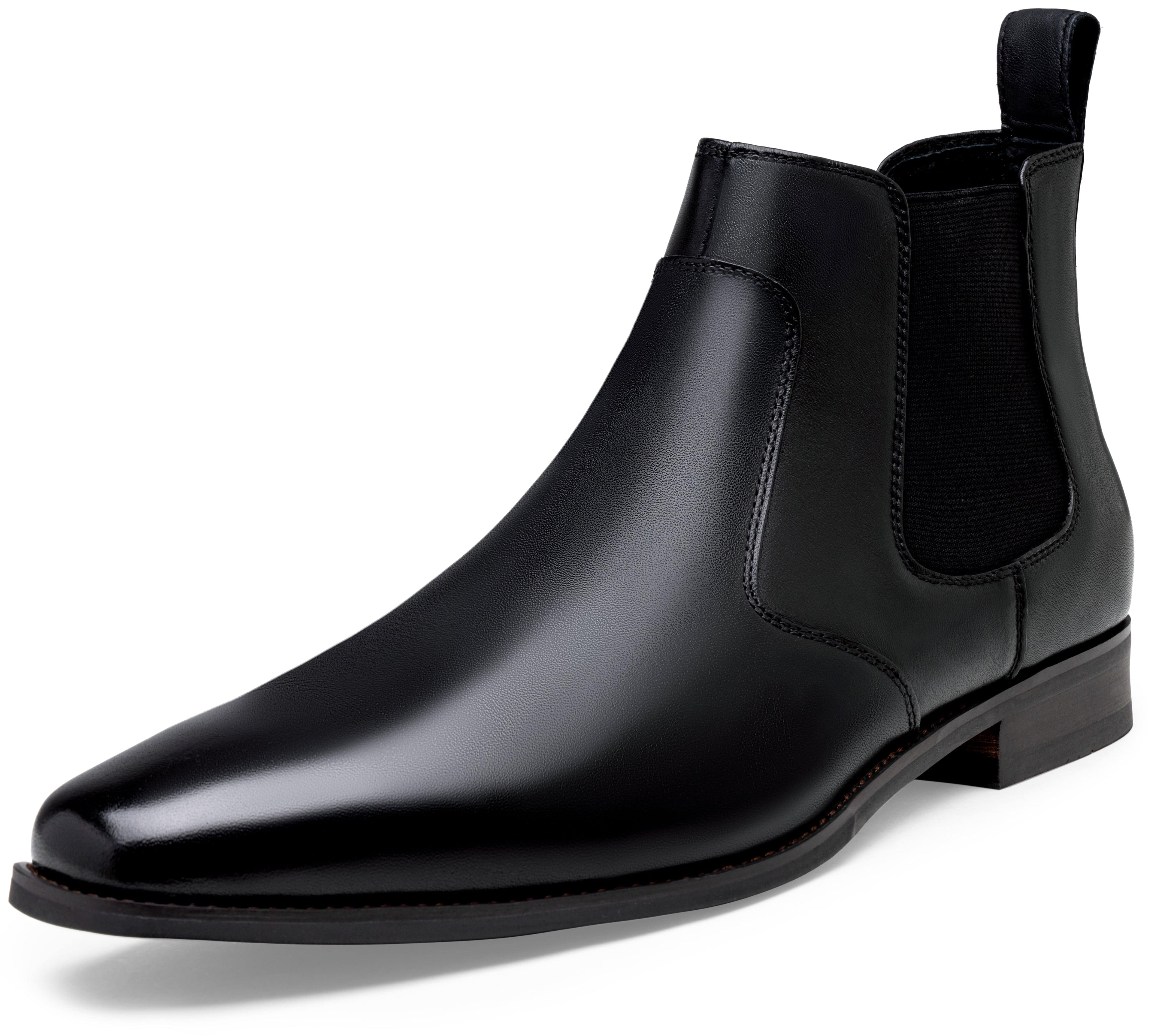 OSSTONE Men's Classic Suede Black Chelsea Boots - Leather Sole, Retro Heel, Chukka Ankle Boots, Size 13