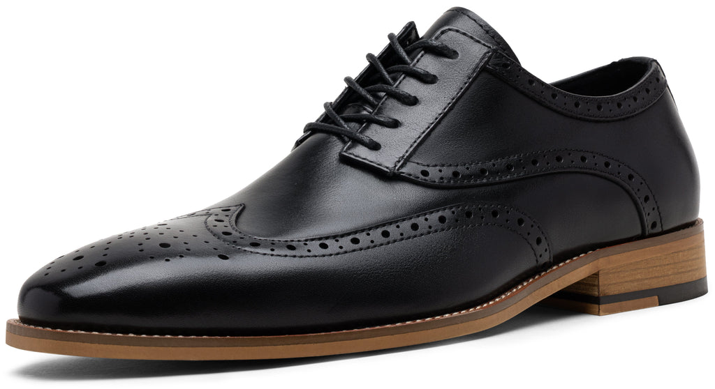 Jousen Mens Dress Shoes Leather Oxford Derby Shoe Formal Brogue Wingtip Dress Shoes for Men