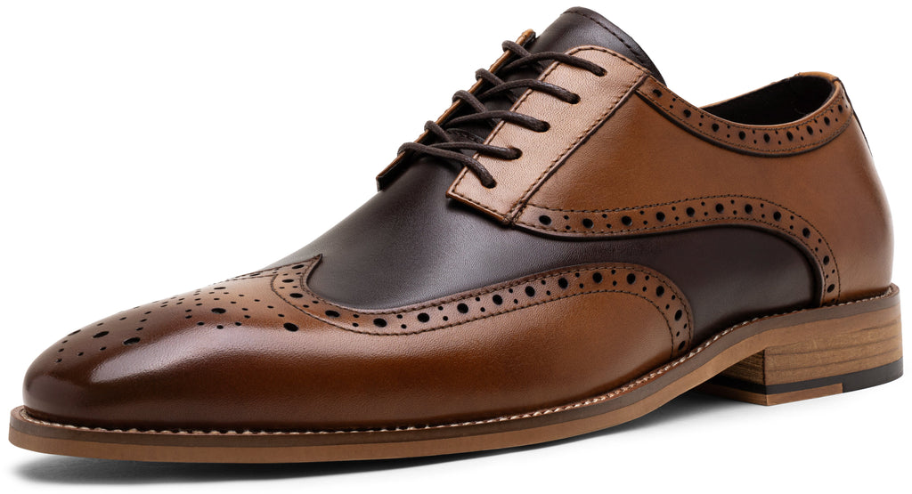Jousen Mens Dress Shoes Leather Oxford Derby Shoe Formal Brogue Wingtip Dress Shoes for Men
