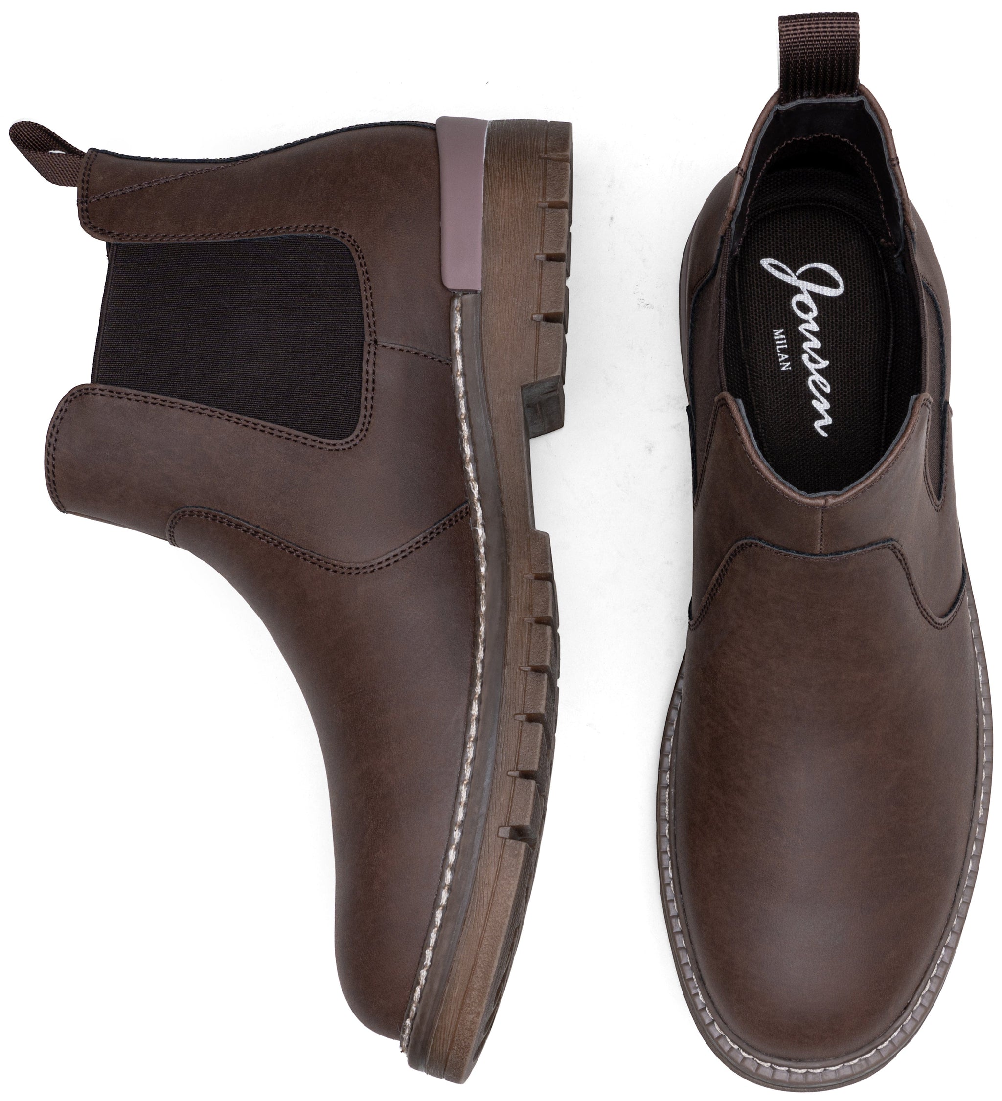 JOUSEN NWT Chelsea Boots Brown Bonded Leather Pull On Ankle Casual Men Size 10 Jousen Men main image 3