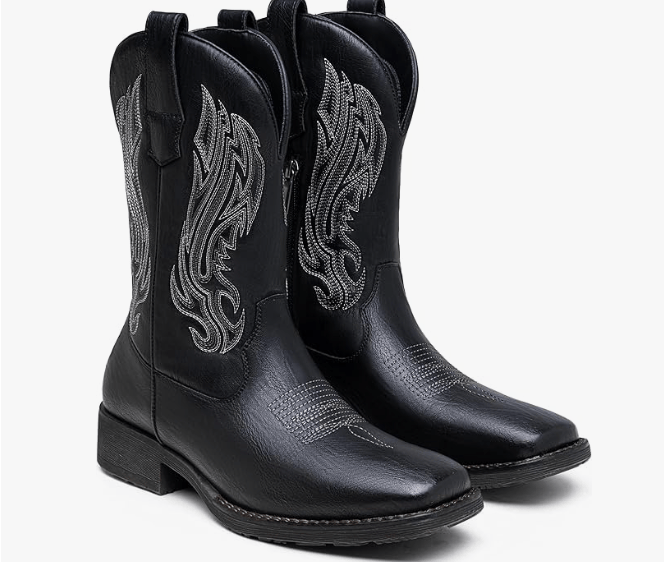 Jousen Cowboy Boots for Men Embroidery Men's Western Boots Retro Square Toe Mens Boot Botas Vaqueras Para Hombre