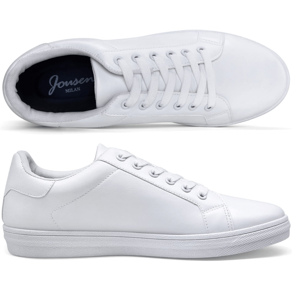 Plain White Men s Casual Sneakers JOUSEN JOUSEN SHOES