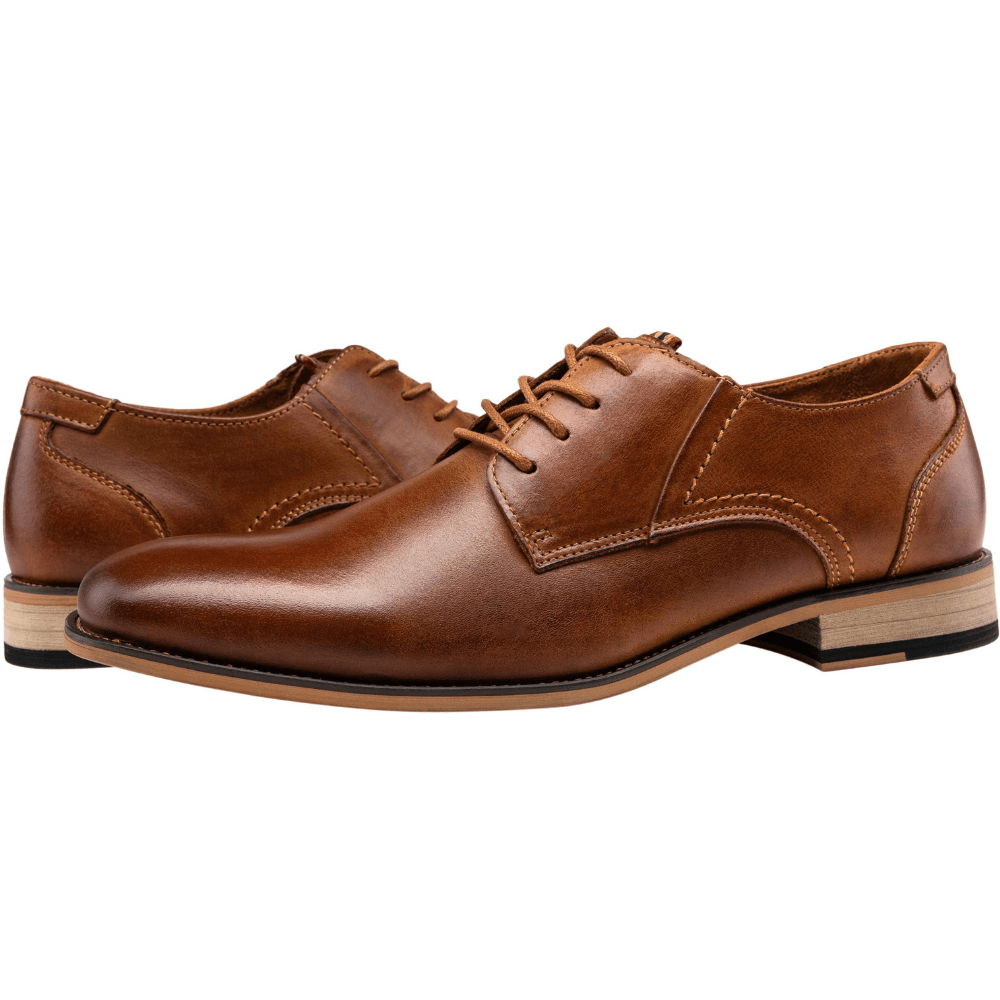 JOUSEN Men's Suede Oxford Dress Shoes – Casual Lace-Up, Stacked Heel, Slip-Resistant, Comfortable For Office & Events